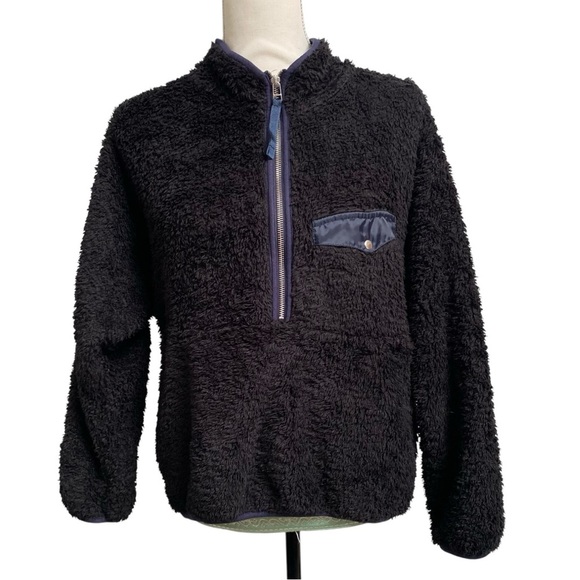 Anine Bing Sierra Black Sherpa Half-Zip Pullover Small Sold Out Cozy Streetwear - Picture 5 of 16